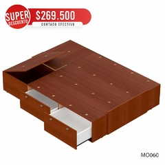 Cama Box Plataforma Sommier 2 Plazas 1.40/1.60 Marron Terra.