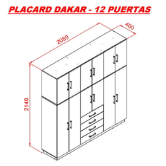 Imagen de Placard 12 Puertas 4 Cajones Tbaco