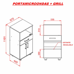Porta Microondas + Grill Blanco con Cajón y Puertas - tienda online