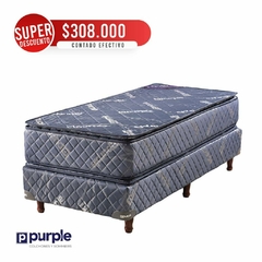 Conjunto Sommier 1 Plaza Purple 80 Pro Doble Pillow