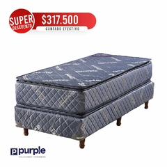 Conjunto Sommier 1 Plaza Purple 80 Pro Doble Pillow