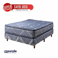 Conjunto Sommier Purple Pro Doble Pillow 2 Plazas 140x190x27