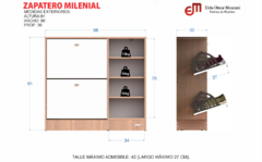 Zapatero Milenial 2 Cajones 1 Puerta Venecia - tienda online