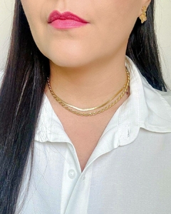 CHOKER FITA LAMINADA BANHO OURO 18K - JANEIDE - loja online