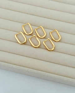 TRIO DE ARGOLINHAS OVAL LISA BANHO OURO 18K - CLEIA - Daherica Semijoias