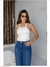 Blusa cropped canelado com renda Revanche Mankono