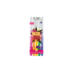 Resaltador Mooving x 5 roller tinta gel c/glitter - Neon Glitter