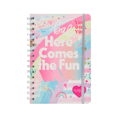 Cuaderno Mooving A5 espiral rayado con elástico glitter Quitapesares