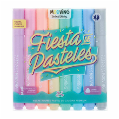 Resaltador Mooving x 8 pastel - Fiesta de Pasteles