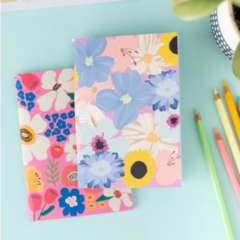 SET LIBRETAS FLORES LILA Y FUCSIA