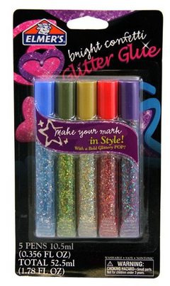 Adhesivo super glitter Elmers blister x 5 tubos confetti