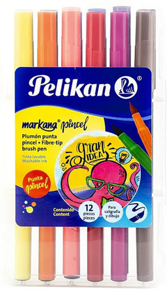 MARCADOR PELIKAN MARKANA PUNTA PINCEL X 12 LETTERING