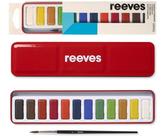 ACUARELA EN PASTILLAS REEVES LATA 12 COLORES + PINCEL - comprar online