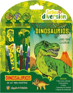 SELLOS Y DIVERSION-DINOSAURIOS LIBRO PARA COLOREAR