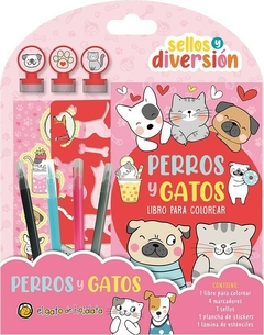 SELLOS Y DIVERSION-PERROS Y GATOS LIBRO PARA COLOREAR