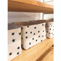 CONTENEDOR RECTANGULAR ESTRELLITAS CON AGARRE DE CUERO