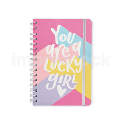 Cuaderno Mooving A5 espiral rayado con elástico glitter