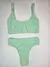 Bikini texturada tiro alto & top aqua