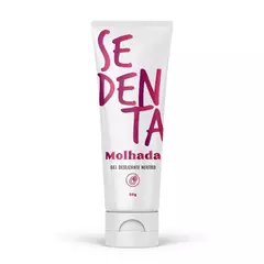 Embalagem do gel deslizante neutro Sedenta Molhada, com destaque para o nome do produto em letras roxas.