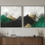 Composição com 2 Quadros decorativos Paisagem abstrata tons verde e dourado