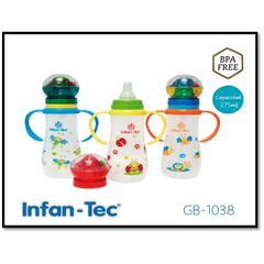 GB-1038 MAMADERA 250ML C/TAPA MARACA Y ASAS