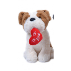 W12501MB PELUCHE PERRO "TE AMO" MARRON/BLANCO