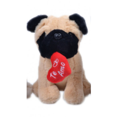 W12501MN PELUCHE PERRO "TE AMO" MARRON/NEGRO