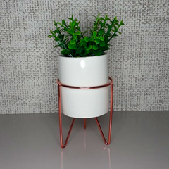 Cachepot Branco com Suporte Rosé - Realize Home & Decor