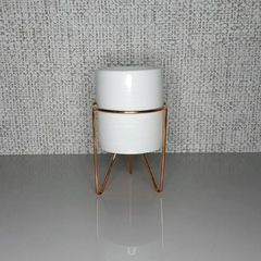 Cachepot Branco com Suporte Gold