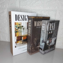 Trio de Livros Decorativos - Porta Objetos Design Rústico