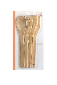 Set utensillos madera x4