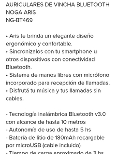 Auriculares Noga Bluetooth Aris - tienda online