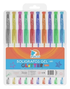 Bolígrafo Roller Gel con Glitter x 10