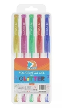 Bolígrafo Roller Gel glitter x5 colores