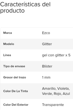 Bolígrafo Roller Gel glitter x5 colores - comprar online