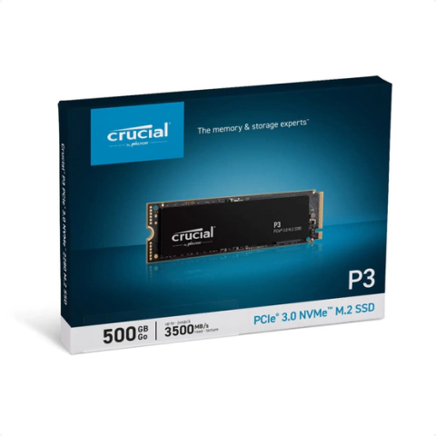 SSD CRUCIAL 500GB P3 M.2 2280 NVME 3500MB/S PCIE