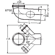 IPS CODO 87°30 110mm MH DESAGÜE (Desagüe Cloacal)