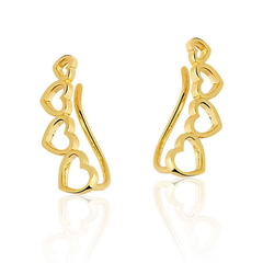 BRINCO DOURADO EAR CUFF CORAÇÃO VAZADO BVMTF-10535