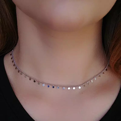 CHOKER DE CORRENTE COM MINI MEDALHAS RÓDIO - CHVM102-R