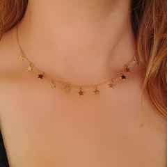 CHOKER DE MEDALHAS DE ESTRELAS OURO - CHVM010-O