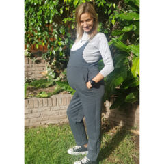 Mono Jumper Elastizado Frizado Negro - Gris - Agnes Maternity