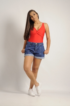 Short Jeans Feminino Cintura Alta Rasgado SHOPLE - comprar online