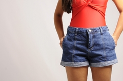 Short Jeans Feminino Cintura Alta Rasgado SHOPLE - loja online
