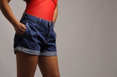 Short Jeans Feminino Cintura Alta Rasgado SHOPLE - SHOPLE - JEANS 