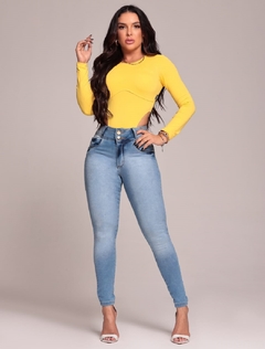 Calça Feminina Jeans Cintura Alta Com modeladora SHOPLE A-11 - comprar online