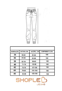Calça Feminina Jeans Cintura Alta Com modeladora SHOPLE A-11 - SHOPLE - JEANS 