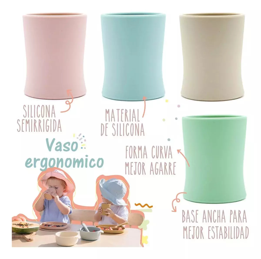 Set Taza Vaso De Silicona Para Bebe Rosa - Deal Store: Tu tienda