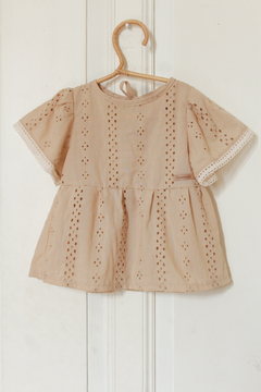 Blusa Beige broderie algodón