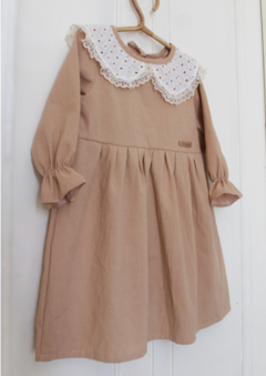 Vestido Rosa Ocre- Cuello baby - tienda online