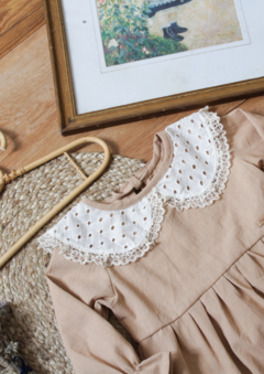 Vestido Rosa Ocre- Cuello baby - comprar online